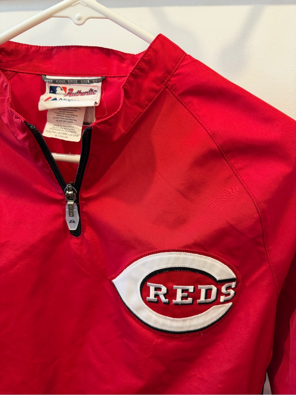 MLB CINCINNATI REDS Embroidered Youth Quarter Zip Windbreaker - Picture 2 of 8